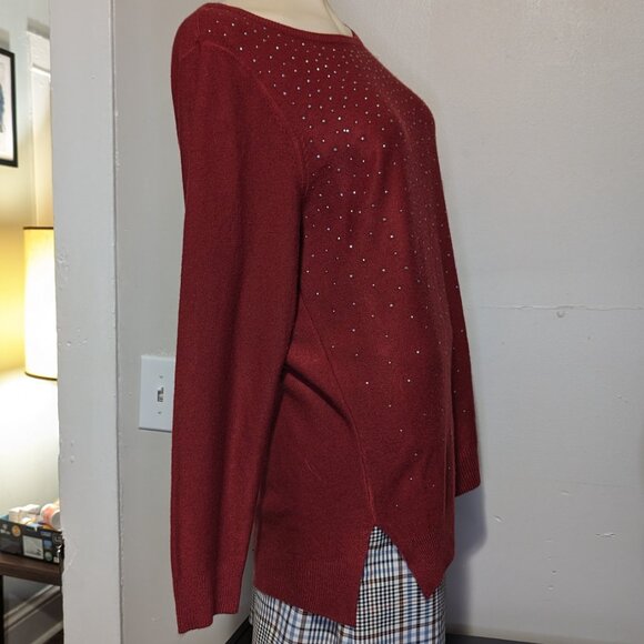 Apt. 9 Wine Red Sweater with Sliver Rhinestones 1X EUC - Picture 4 of 5